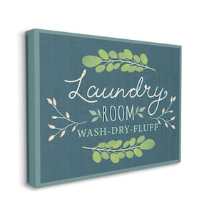 "Laundry Room Eucalyptus Branches Blue Pattern" by Louise Allen Unframed Country Canvas Wall Art Print 24 in. x 30 in.
