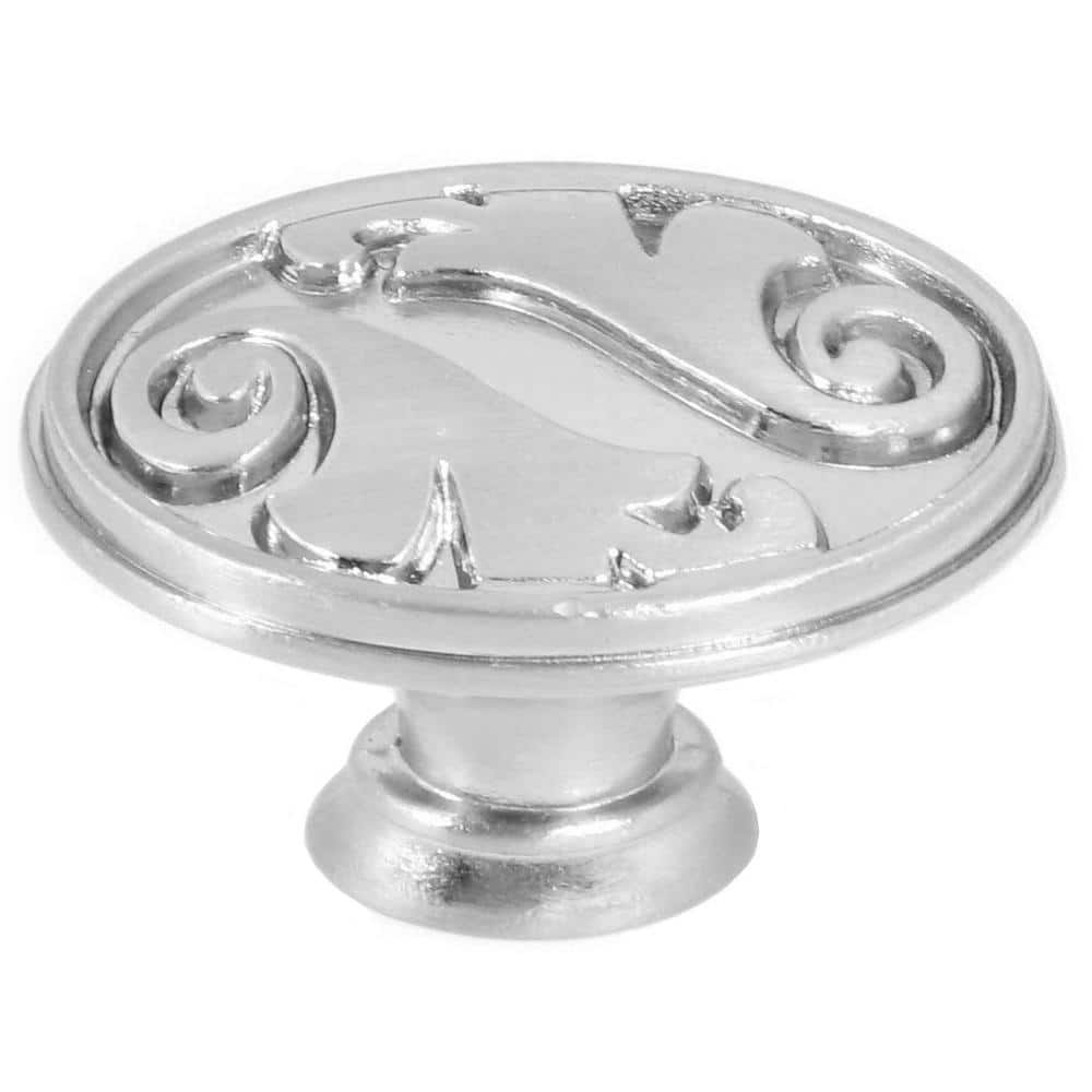 Stone Mill Hardware Oakley 1-1/2 in. Satin Nickel Oval Cabinet Knob  CP81097-SN - The Home Depot