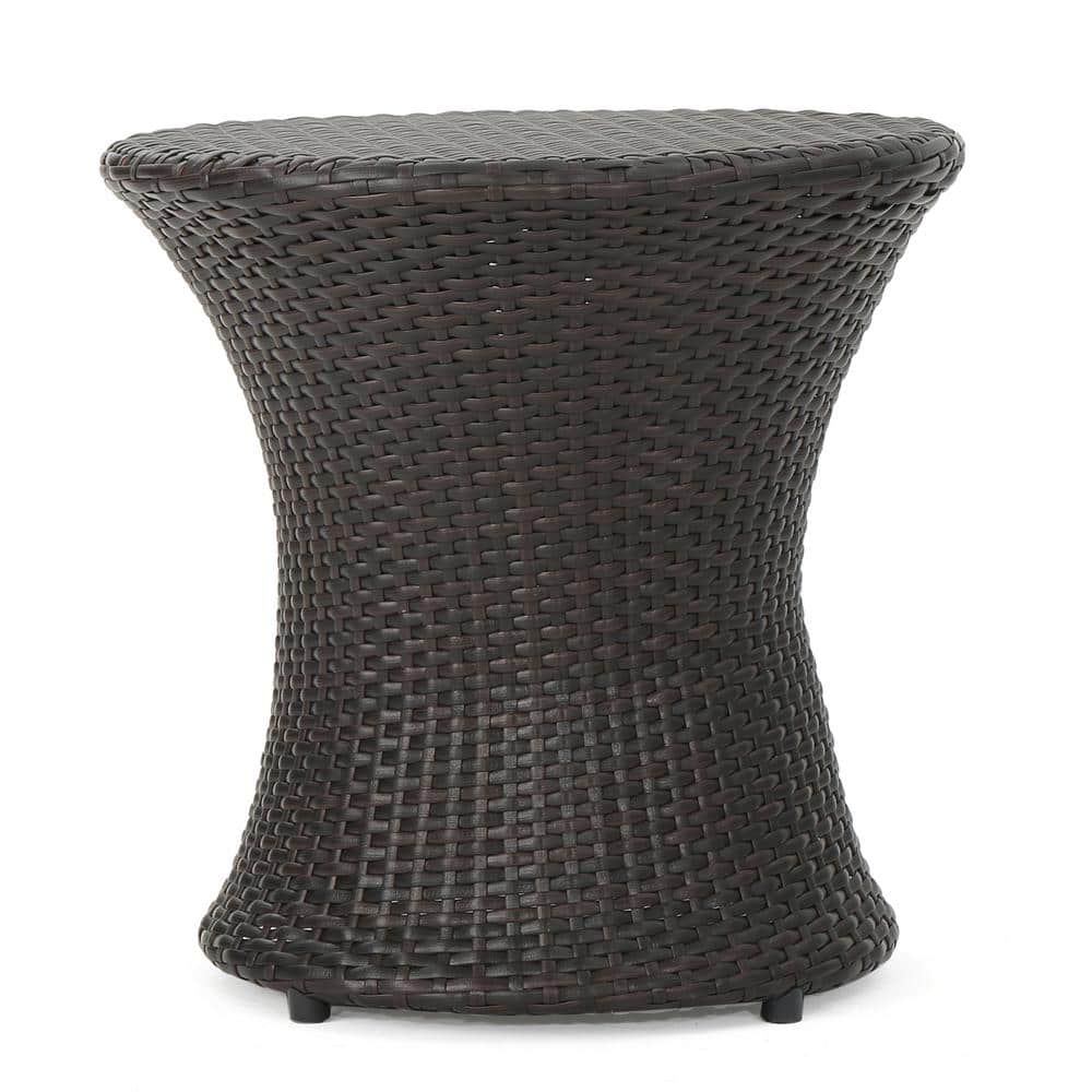 19.69 in. W x 19.69 in. H Outdoor Round Wicker Side Table, Weather-resistan