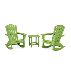 Grant Park Lime 3-Piece HDPE Plastic Adirondack Outdoor Rocking Chair Patio Conversation Set