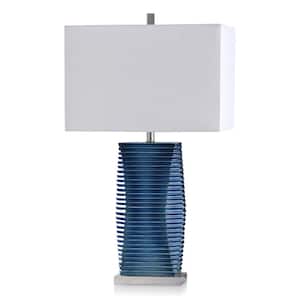 Thame 31.5 in. Blue Table Lamp with Steel Base