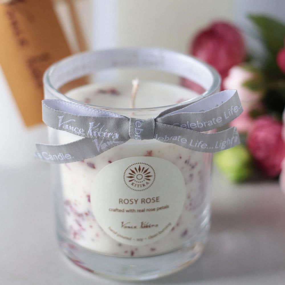Rosy Rose Scented Soy Wax Jar Candle with Wood Lid