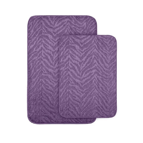 Garland Rug Zebra Purple 20 in x 30 in. Washable Bathroom 2 -Piece Rug Set