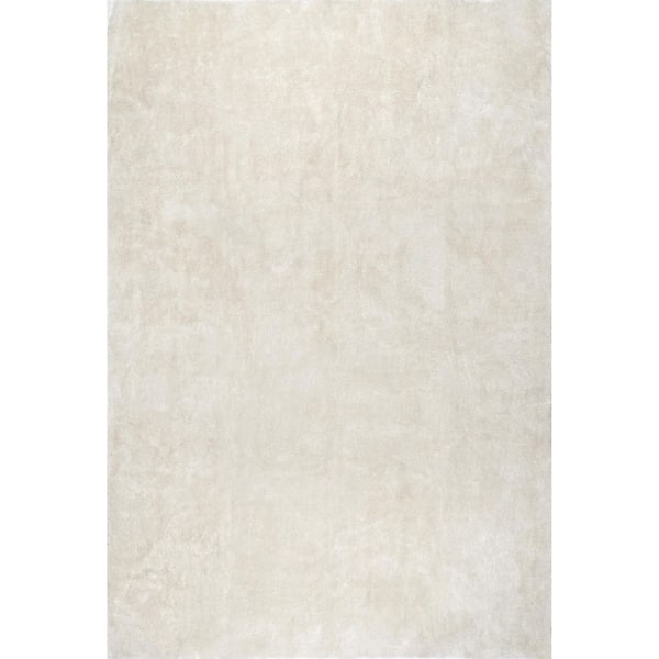 nuLOOM Loni Solid Machine Washable Shag Cream 4 ft. x 6 ft. Area Rug