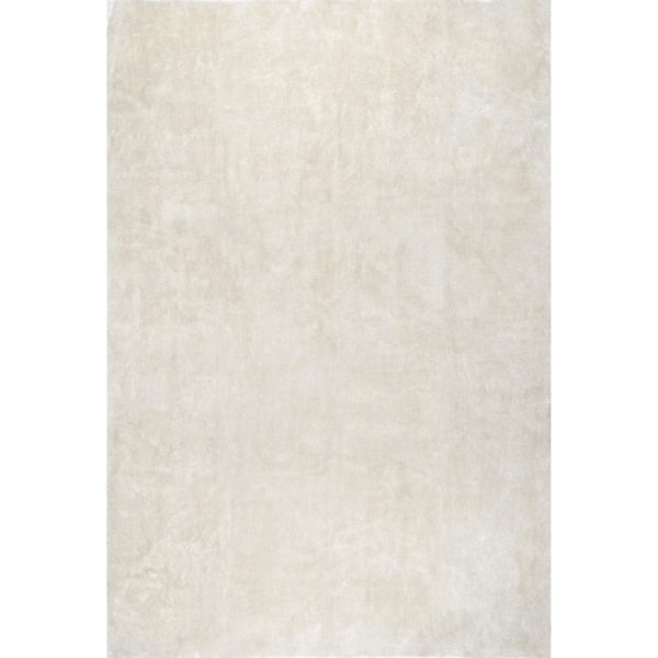 nuLOOM Loni Solid Machine Washable Shag Cream 6 ft. x 9 ft. Area Rug