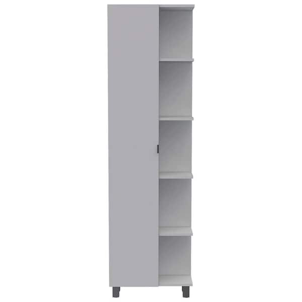 Unbranded 20.15 in. W x 8.58 in. D x 62.2 in. H White Linen Cabinet, 4 Interior Shelves, 5 External Shelves