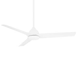Mocha 54 in. Indoor/Outdoor Matte White 3-Blade Smart Compatible Ceiling Fan with Remote Control