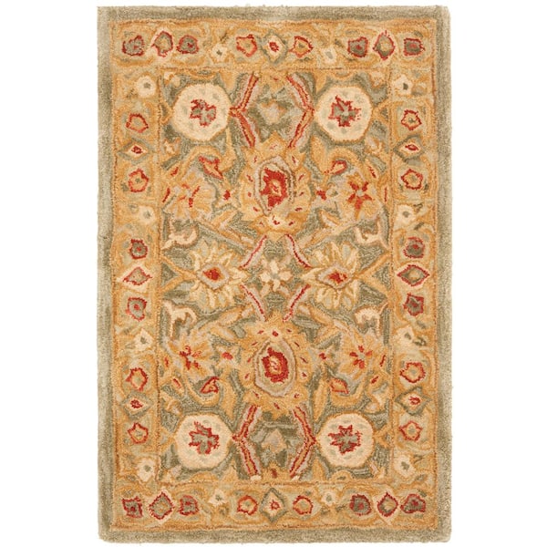 SAFAVIEH Anatolia Sage/Ivory Doormat 2 ft. x 3 ft. Border Area Rug