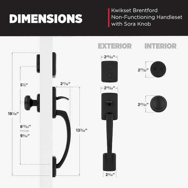 Kwikset Brentford Matte Black Double Door Dummy Door Handleset