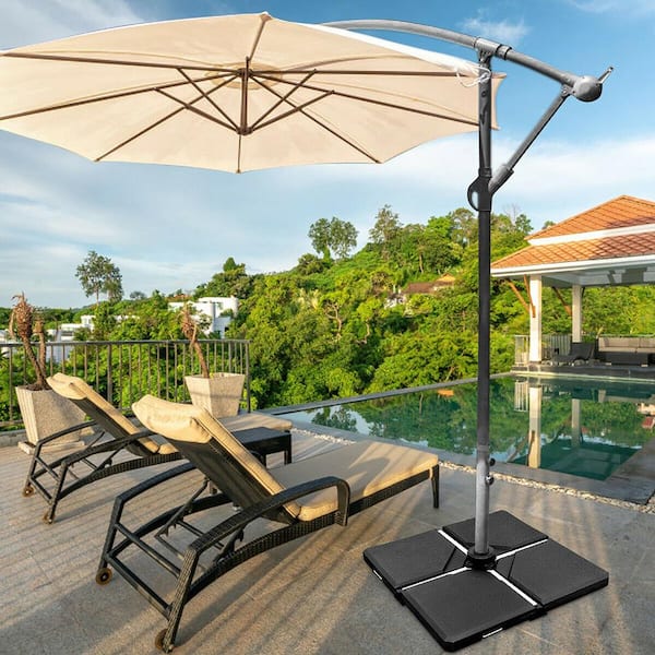 Cantilever Offset Patio Umbrella Base in Black (4-Piece)