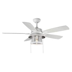 Shanahan 52 in. Indoor/Outdoor LED Matte White Ceiling Fan with Light Kit, Downrod and Reversible Blades