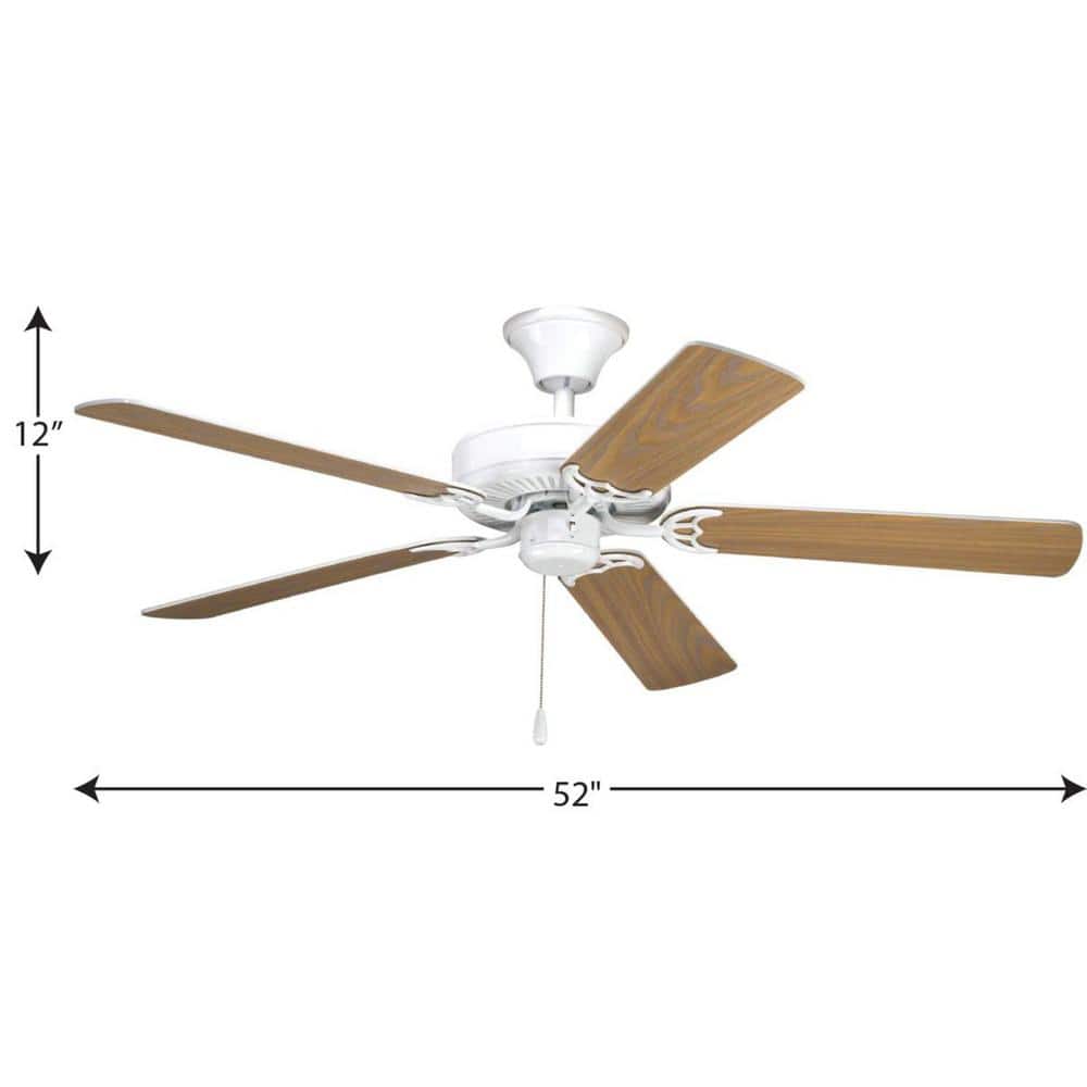 White and Washed Oak 52" Reversible Blade Ceiling Fan