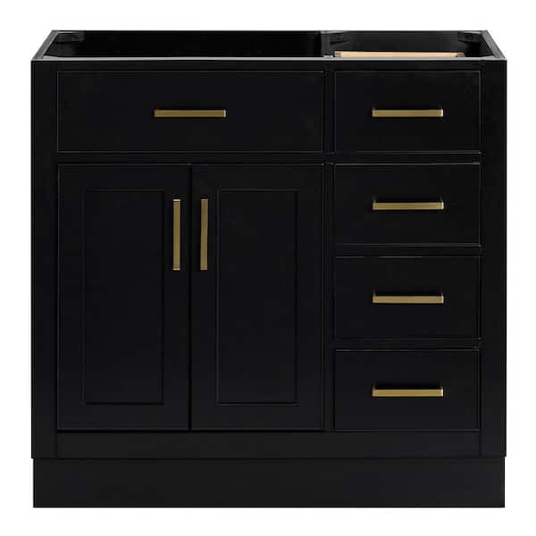 Hepburn 36 in. W x 21.5 in. D x 34.5 in. H Bath Vanity Base Cabinet in Black without Top