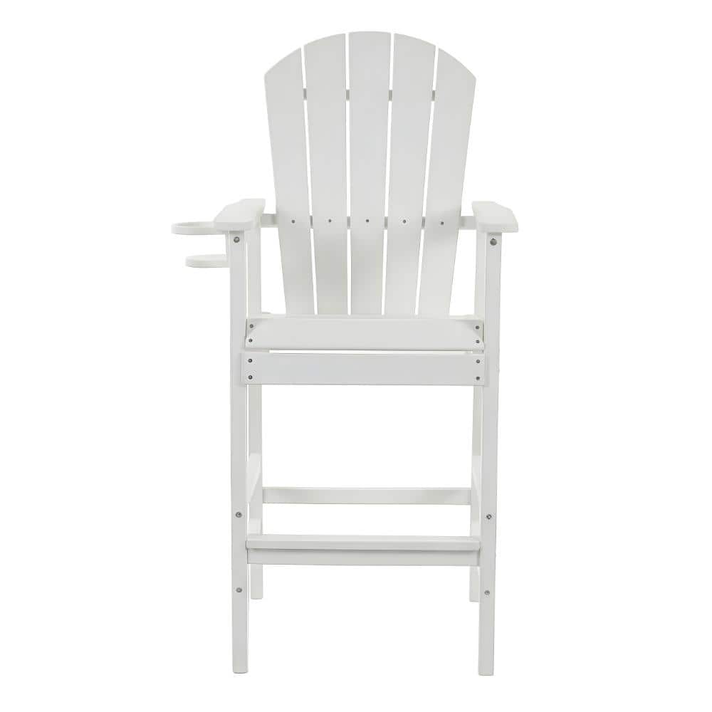 HDPE Bar Height Adirondack Chair with Cup Holder, All-Weather Outdoor Patio Bar Chair with Armrests, 1 Piece (White) price history on PriceWatchPro