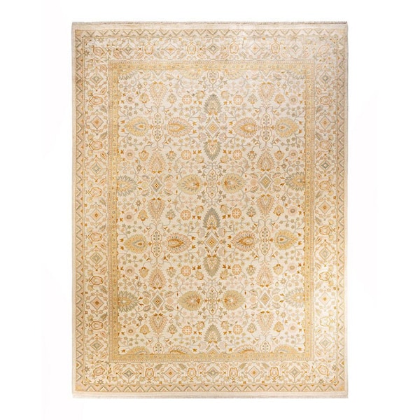 Mogul Traditional Ivory 9 ft. 1 in. x 12 ft. 5 in. Oriental Area Rug