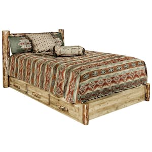 Glacier Country Collection Brown Puritan Pine Solid Wood Frame King Platform Bed with Storage