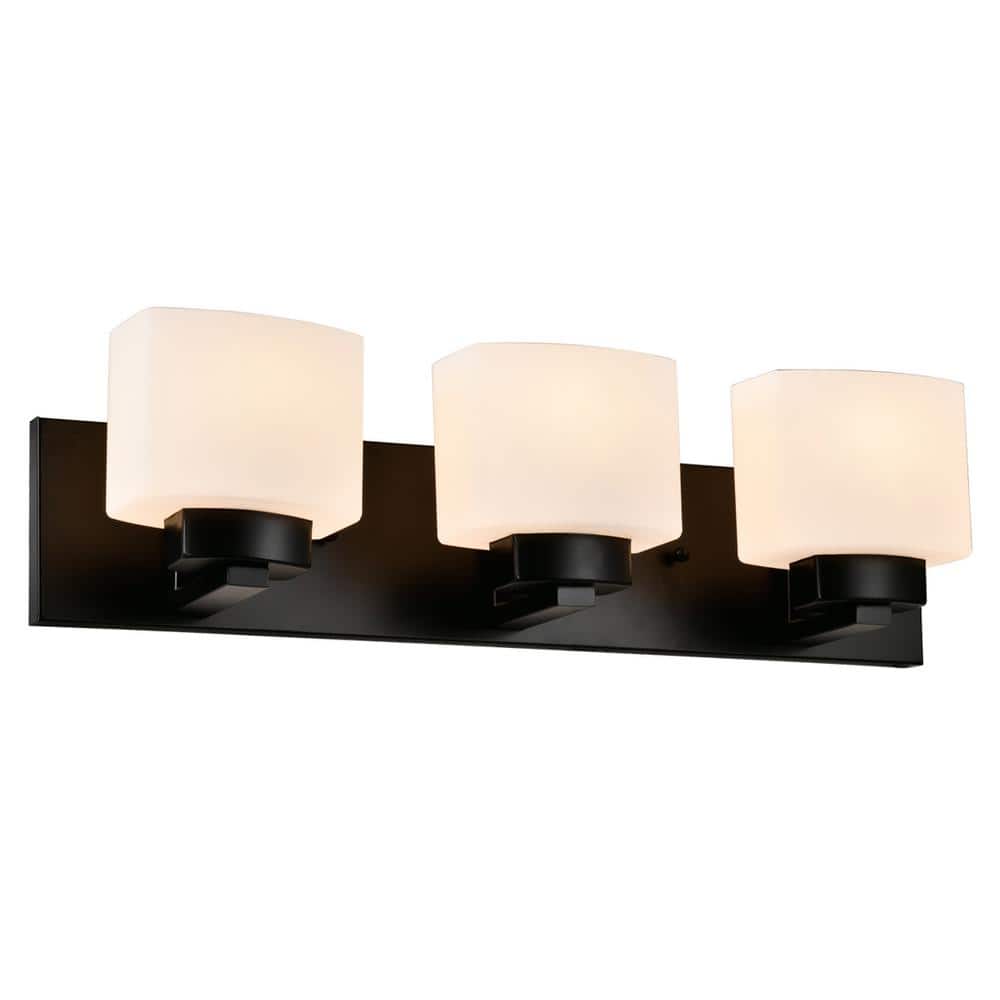 Elegant Matte Black 24" Traditional Vanity Light with Frosted Glass