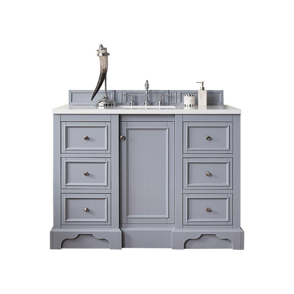 De Soto 49.3 in. W x 23.5 in.D x 36.3 in. H Single Vanity in Silver Gray wi