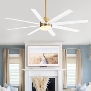 Annette 65 in. Integrated LED Indoor Gold White-Blade Ceiling Fans with Light and Remote Control