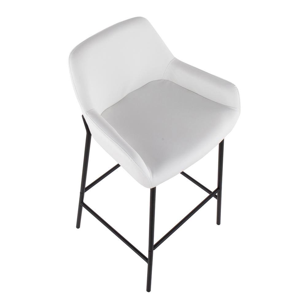 Daniella Industrial Black Metal and White Faux Leather Barstools - Set of 2