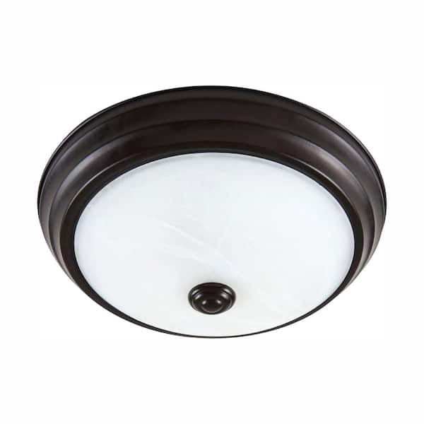 EnviroLite Satin Bronze Dimming LED Flush Mount with Alabaster Glass