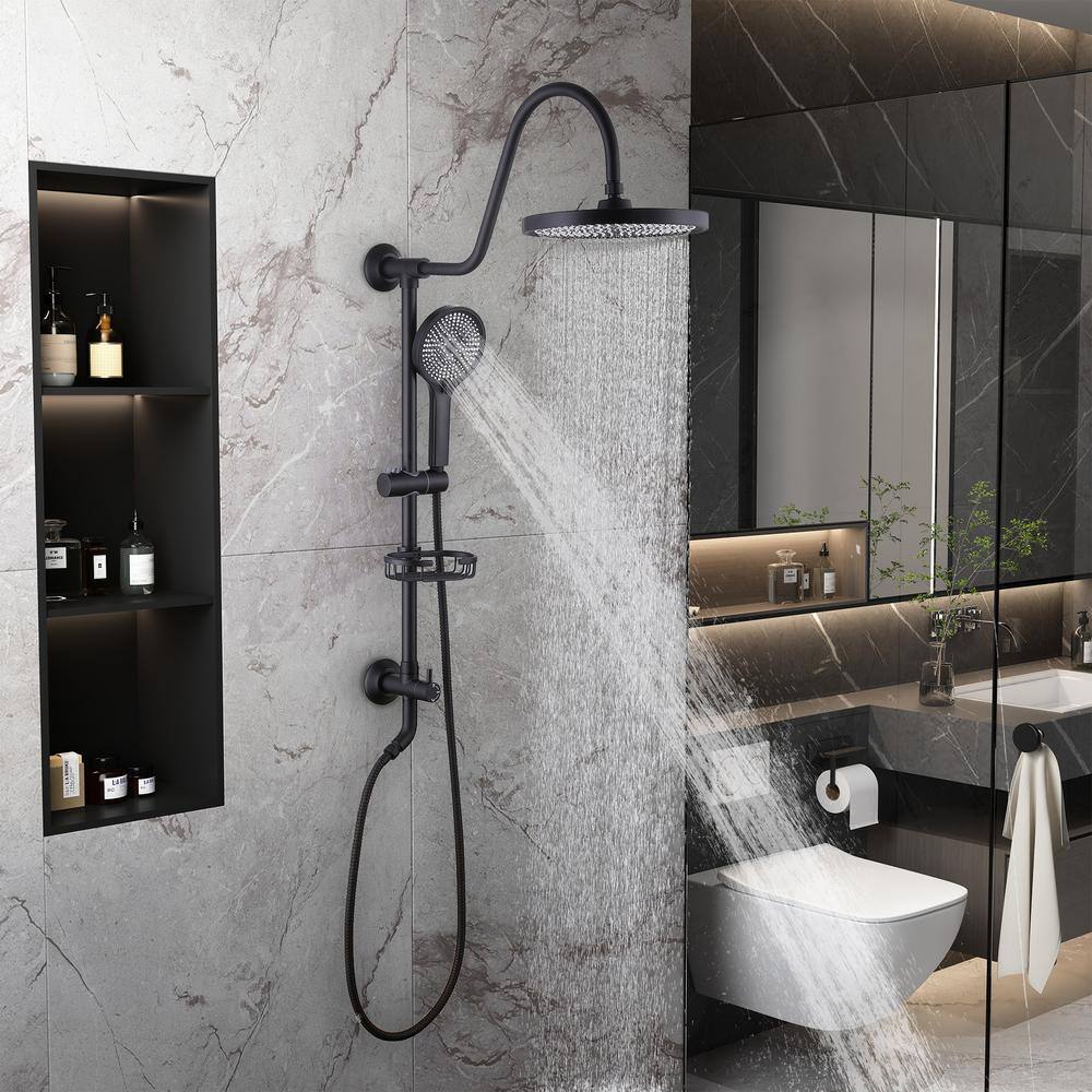 Matte Black Dual Shower Head with Handheld and Rainfall Spray