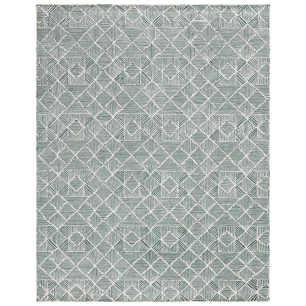 SAFAVIEH Abstract Dark Green/Ivory 5 ft. x 8 ft. Diamond Geometric Area ...