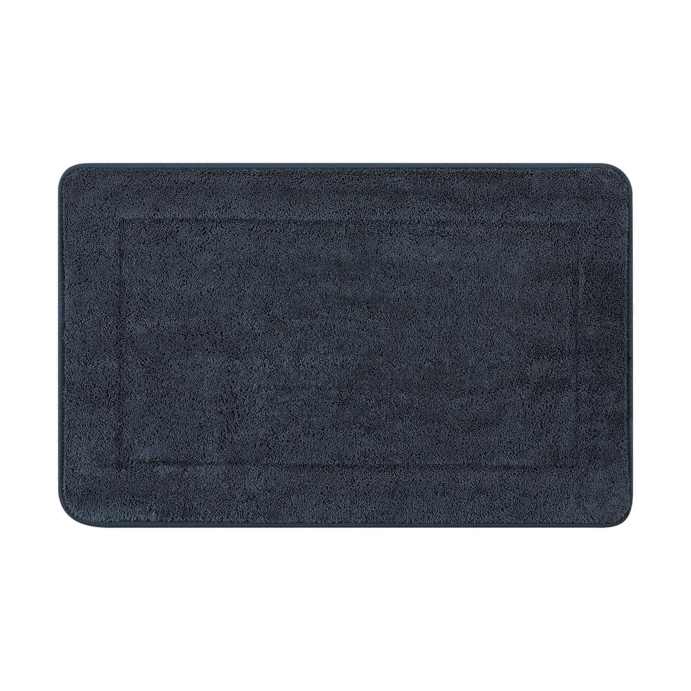 Terry Navy 20 in. x 32 in. Microfiber Memory Foam Bath Mat