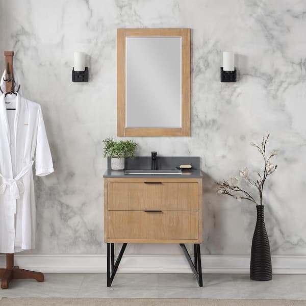 Altair Ivy 24 in. W x 36 in. H Rectangular Wood Framed Wall Bathroom Vanity Mirror in Weathered Pine