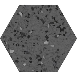 Terra Mia 8.1 in. x 9.25 in. Matte Gray and Black Porcelain Hexagon Wall and Floor Tile (9.93 sq. ft./case) (25-pack)