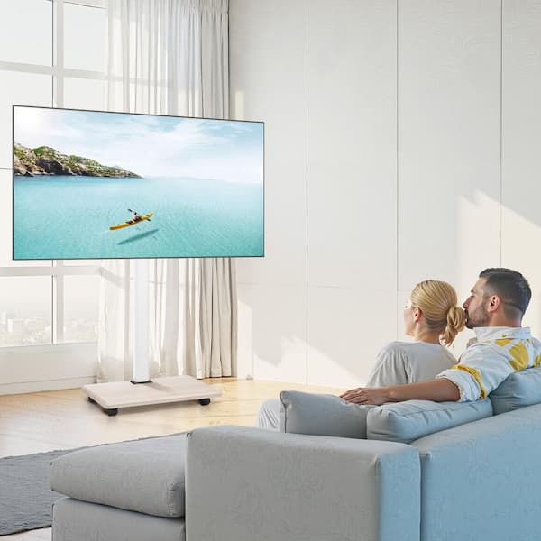 Rolling TV Stand, Retractable Height Adjustable Wall Mount for 32 in. - 70 in. Screens in TVs, 25° Left-Right Rotation