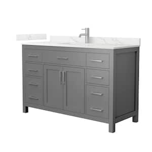 Beckett 54 in. Single Freestanding Dark Gray Bath Vanity with Giotto Quartz Top Unassembled