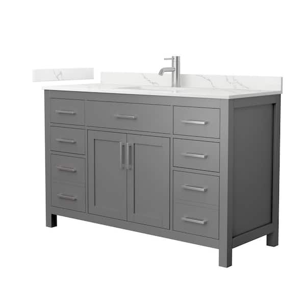 Beckett 54 in. Single Freestanding Dark Gray Bath Vanity with Giotto Quartz Top (Assembled)