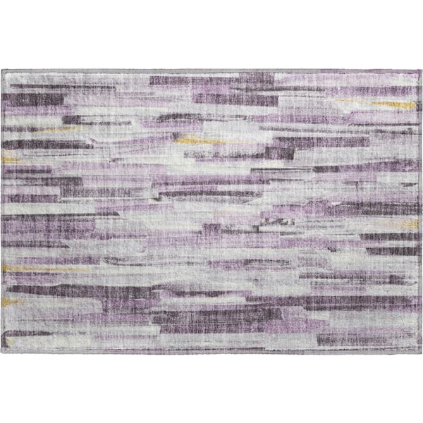 Mayfield Premium Machine Washable Abstract AMF2255 Lavender 2 ft. x 3 ft. Accent Rug