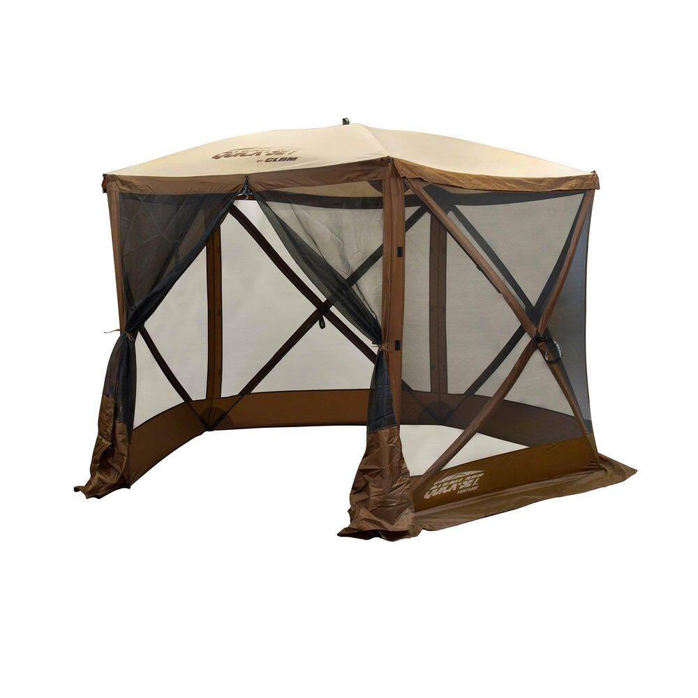 Brown 9'x9' Portable Outdoor Gazebo with Wind Panels