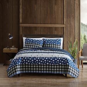 Eddie Bauer plaid king duvet set online 100% Cotton blue/tan/red/white 104X 88