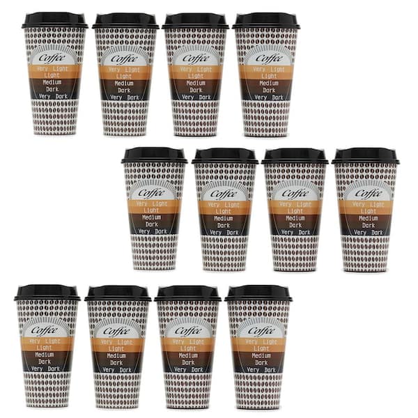 Home Basics 16 oz. 4-Pack of Reusable Plastic Coffee Cups With Lids, Brown, HYDRATION