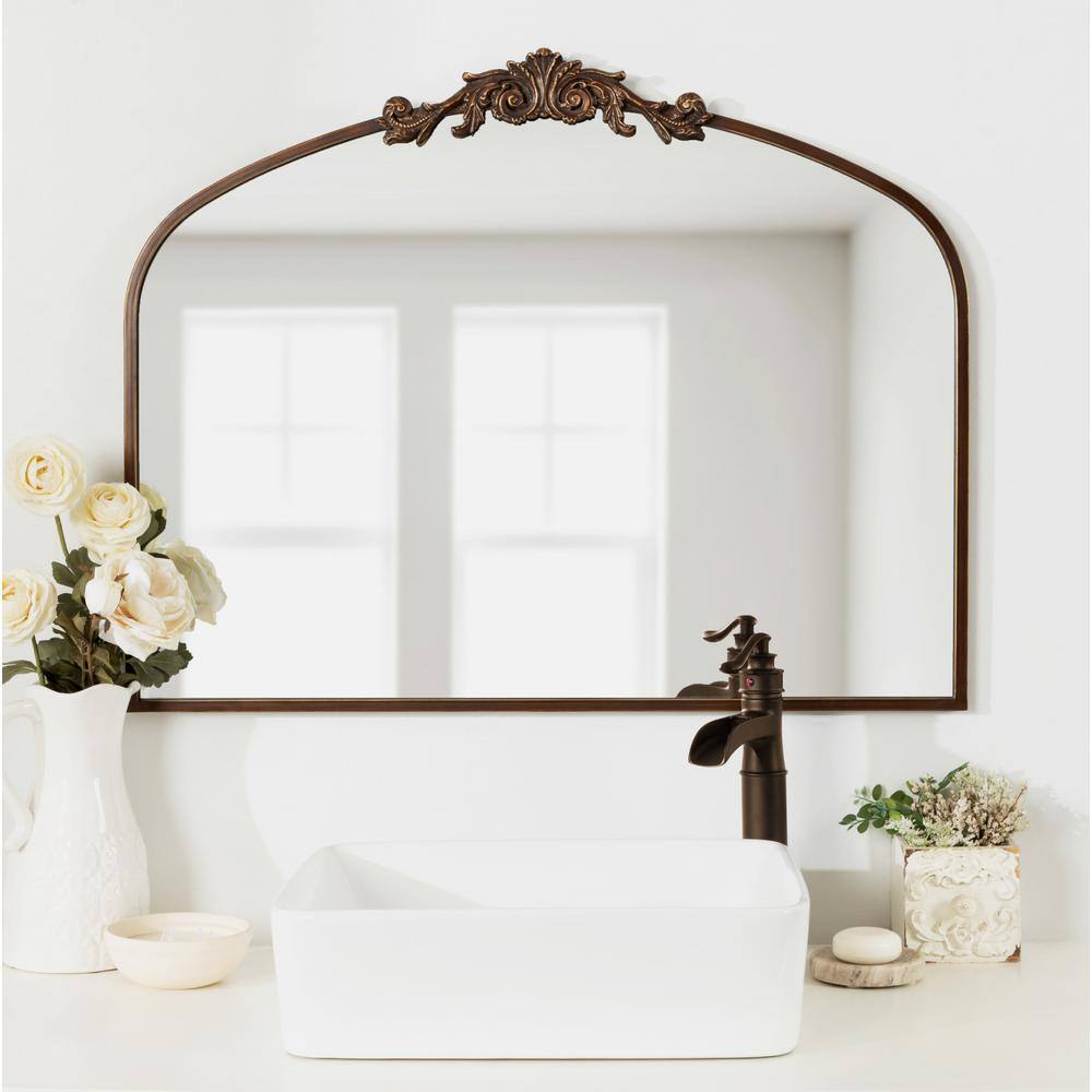 Arendahl Traditional Bronze Arch Wall Mirror with Ornate Crown