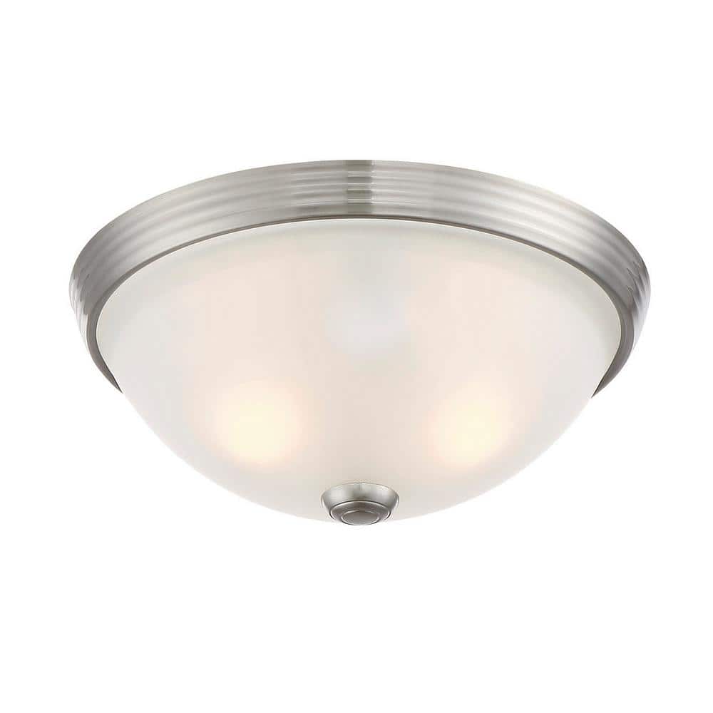 Elegant Satin Nickel 11" Dual LED/Incandescent Bowl Ceiling Flush Mount