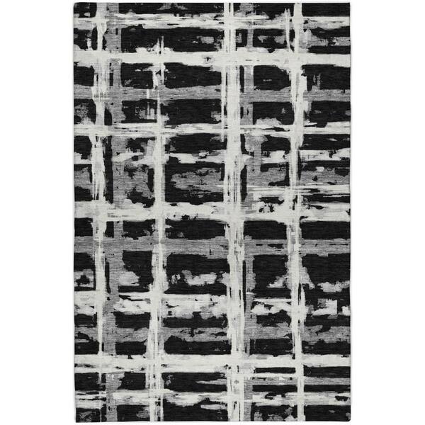 Dream Shag Premium Machine Washable Abstract ADS745 Black 10 ft. x 14 ft. Area Rug