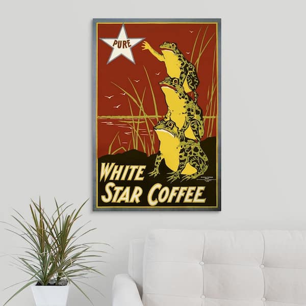 GreatBigCanvas Pure White Star Coffee, Frogs by Print Collection Canvas Wall Art, Multi-Color