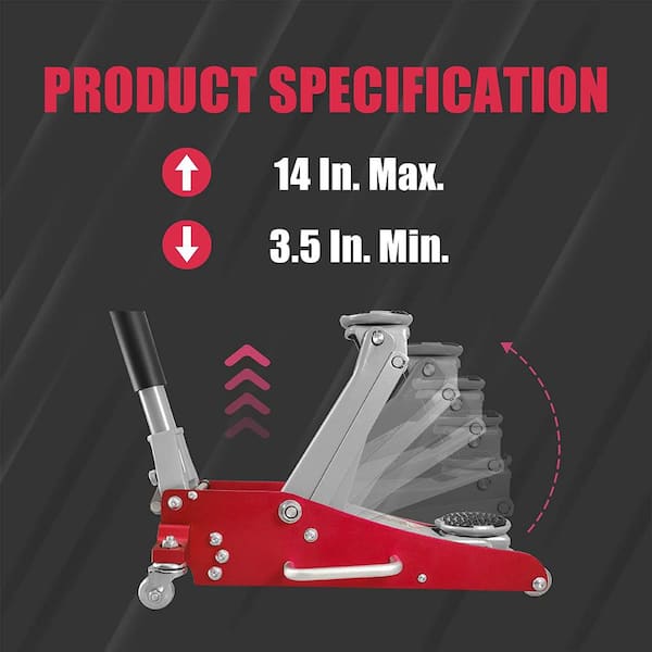 Big Red AT815016LR 1.5-Ton Low-Profile Aluminum and Steel Floor Jack with Dual Piston Speedy Lift - 2