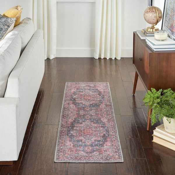 57 Grand Machine Washable Multicolor 2 ft. x 10 ft. Floral Traditional Kitchen Runner Area Rug