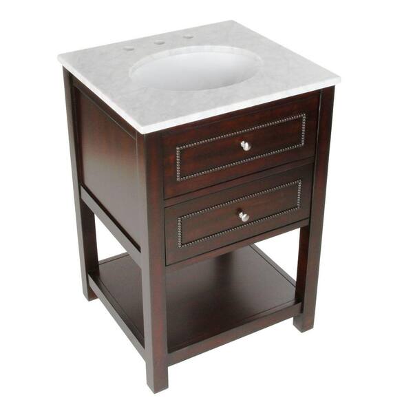 Pegasus Mdsn 24 in.W Bath Vanity with Marble Single Basin Vanity Top in White with Beige Basin