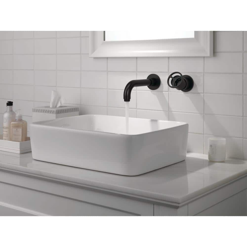 Matte Black Modern Wall Mounted Brass Bathroom Faucet