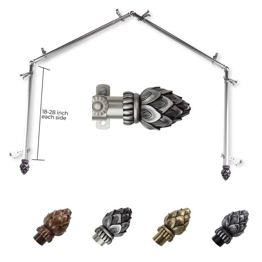 "13/16"" Bud 4-Sided Bay Window Curtain Rod (18-28 inch each side)-Satin Nickel" price history on PriceWatchPro