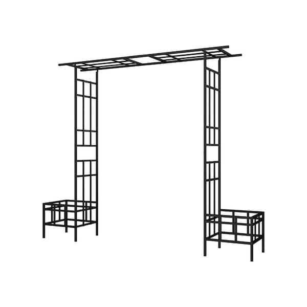 77.5 in. x 94 in. Iron Garden Arbor Trellis in Black Adjustable Width 68.11 in. - 94.29 in.