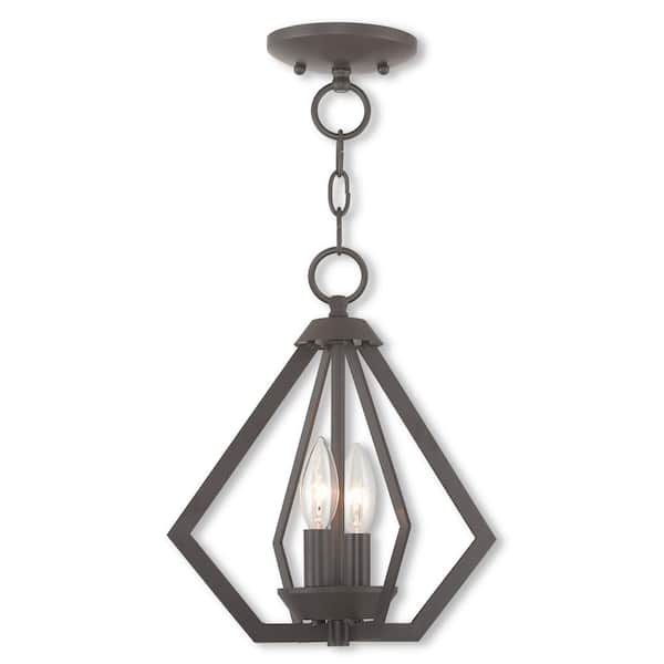 AVIANCE LIGHTING Dorrance 11.25 in. 2-Light Bronze Diamond Convertible Mini Chandelier/Semi Flush