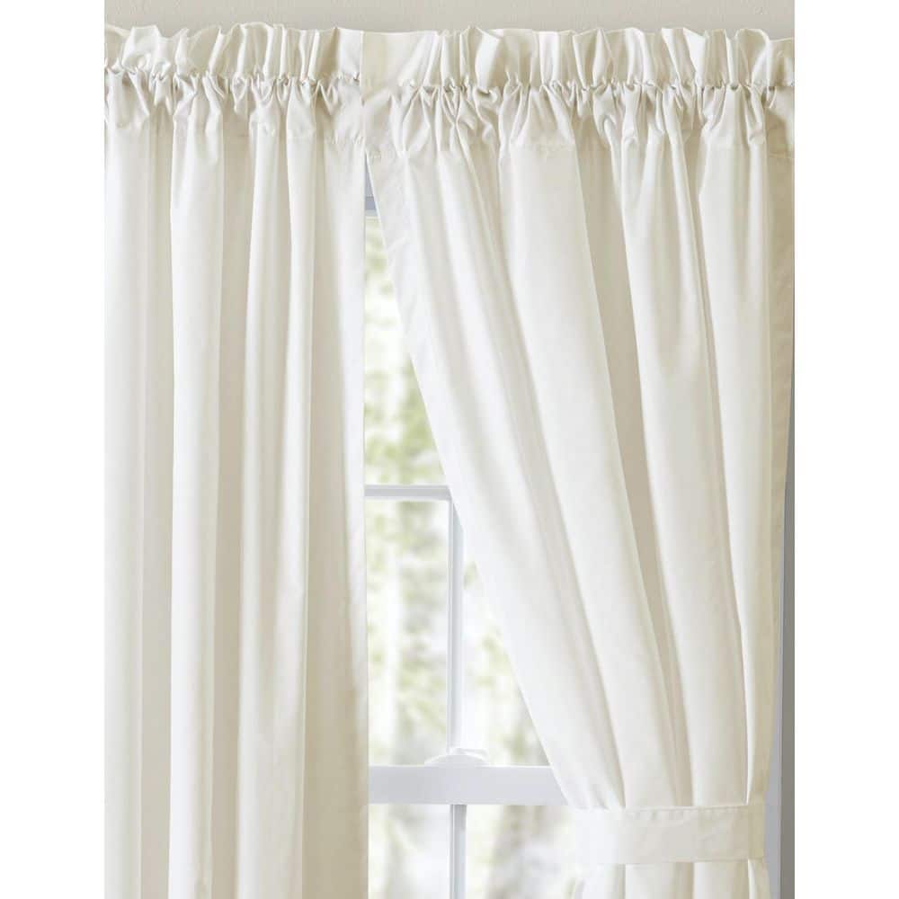 Natural Cotton Polyester Light-Filtering Rod Pocket Curtains with Tiebacks
