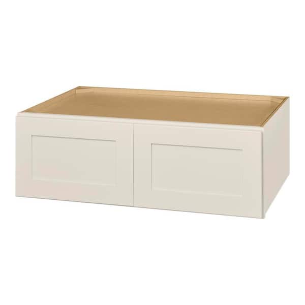 Hampton Bay Avondale 36 in. W x 24 in. D x 12 in. H Ready to Assemble Plywood Shaker Wall Bridge Kitchen Cabinet in Antique White